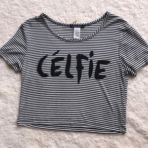 Black White Stripe Crop Top NWT